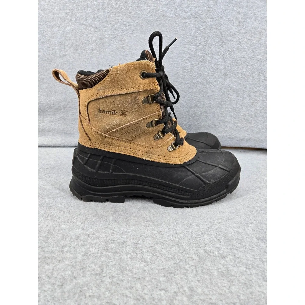 Kamik Wausau Mens Waterproof Winter Snow Boots Tan Black Suede Size 10